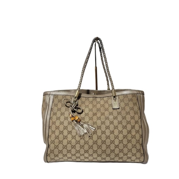 Authentic Gucci Bella Original Canvas GG Tote Bag Beige/Ebony - Picture 1 of 12